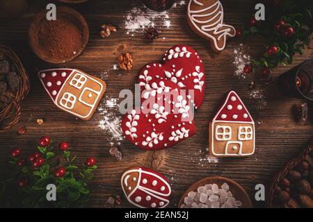 Weihnachts Lebkuchen in den verschiedenen Formen Stockfoto