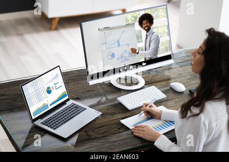 Online-Webinar Zu Virtuellen Vorlesungen Stockfoto