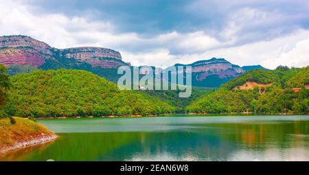 Sumpf im Stausee Sau, Katalonien, Spanien. Stockfoto