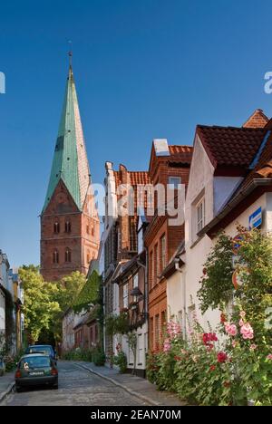 Saint Aegidien, Kirche von der Weberstrasse in Lübeck in Schleswig-Holstein, Deutschland Stockfoto