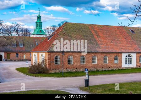 Typische Holzhäuser in der Altstadt von Fredrikstad in Norwegen Stockfoto