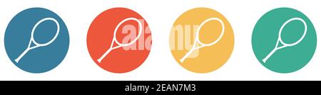 Farbenfrohes Banner mit 4 Knöpfen: Tennisplatz, Sport, Club oder Club Stockfoto