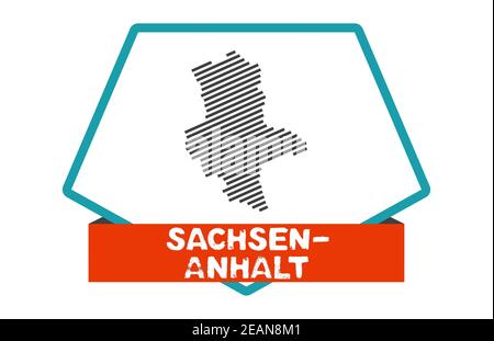 Sachsen-Anhalt Karte auf blau roter Schaltfläche Stockfoto