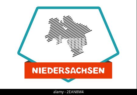 Niedersachsen-Karte auf blau-roter Schaltfläche Stockfoto