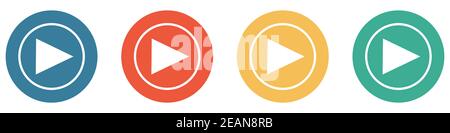 Bunter Banner mit 4 Tasten: Starten Sie Video oder Musik-Player Stockfoto