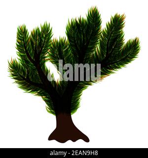 Abstrakt isolierter Baum mit grünen Blättern Stockfoto
