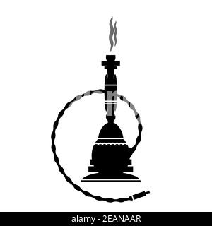 Arabisch Hookah Silhouette isoliert auf weißem Hintergrund Stockfoto