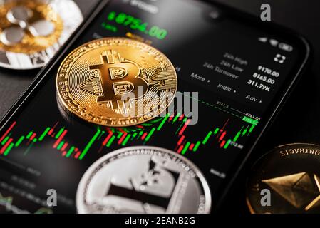 Bitcoin cryptocurrency Stockfoto