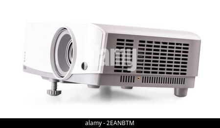 Weiß Multimedia Projektor auf weißem Hintergrund Stockfoto