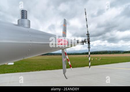 Detail eines kleinen Hubschraubers, Motor mit Propeller Stockfoto