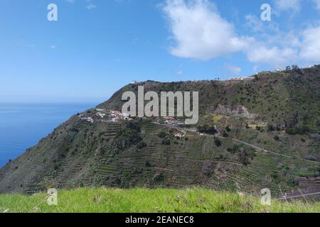 Landschaft mit terrassierten Feldern, Madeira Stockfoto