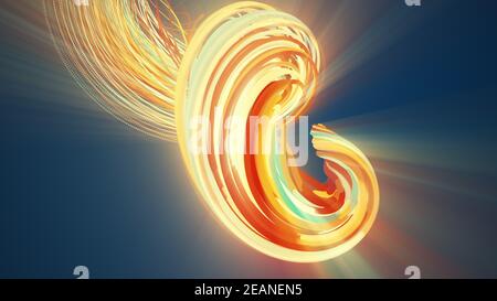 Spirale abstraktes Element aus Teilchen, computergeneriert. 3d-Rendering Wirbelhintergrund Stockfoto