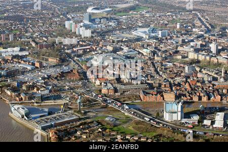 Luftaufnahme von Hull City centre Stockfoto