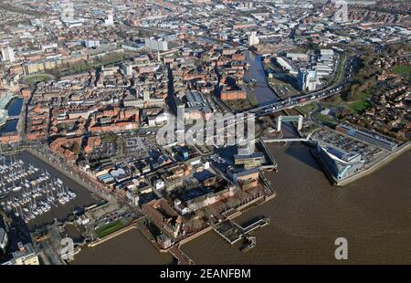 Luftaufnahme von Hull City centre Stockfoto