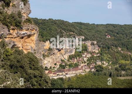 La Roque-Gageac malerischen Dorf am Fluss Dordogne, Frankreich Stockfoto