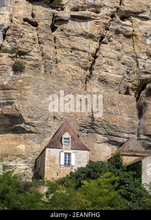 La Roque-Gageac malerischen Dorf am Fluss Dordogne, Frankreich Stockfoto