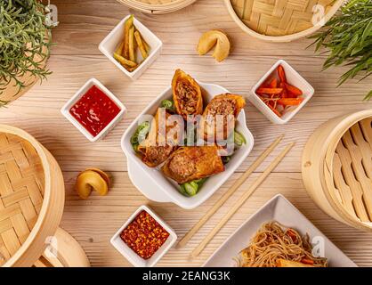 Gebratene Entenfrühlingsrollen Stockfoto