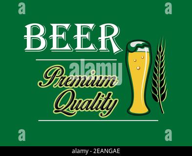 Retro Brauerei Emblem, Symbol, Etikett oder Insignien mit einem Ohr, Biertankard und der Text - Premium Qualität Bier. Geeignet für Oktoberfest, Bar, Pub und re Stock Vektor