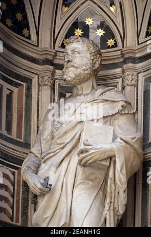 Der heilige Petrus von Filippo Brunelleschi, Orsanmichele Kirche in Florenz, Toskana, Italien Stockfoto