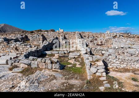 Ruinen des antiken Thera, Santorini, Kykladen, griechische Inseln, Griechenland, Europa Stockfoto