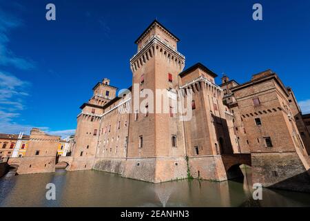 Schloss Este, UNESCO-Weltkulturerbe, Ferrara, Emilia-Romagna, Italien, Europa Stockfoto