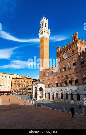 Piazza del Campo, Hauptplatz in Siena, UNESCO Weltkulturerbe, Toskana, Italien, Europa Stockfoto