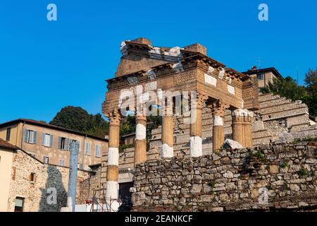 Altes römisches Kapitol, Piazza del Foro, UNESCO-Weltkulturerbe, Brescia, Lombardei, Italien, Europa Stockfoto