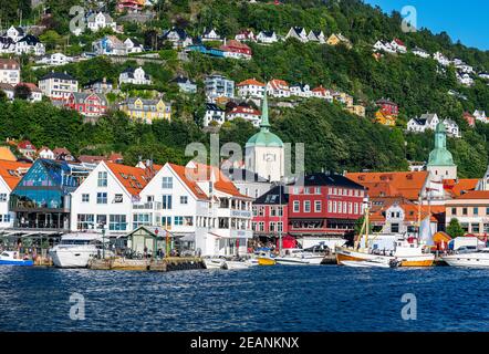 Bryggen, Reihe von hanseatischen Gebäuden, UNESCO-Weltkulturerbe, Bergen, Norwegen, Skandinavien, Europa Stockfoto