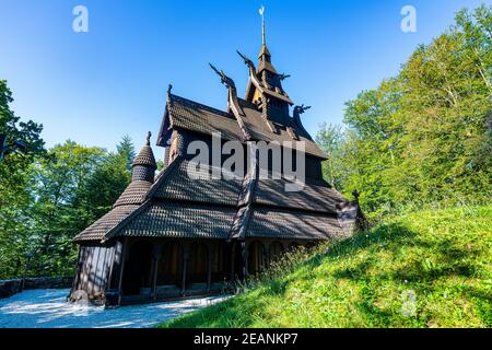 Stabkirche Fantoft, Bergen, Norwegen, Skandinavien, Europa Stockfoto