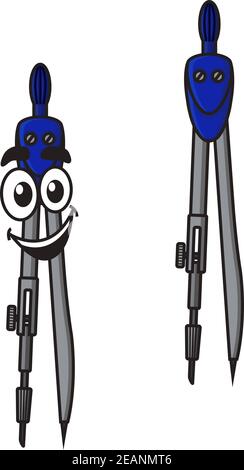 Cartoon-Stil lächelnd niedlichen Kompasse Charakter mit Augen, geeignet für Schule und Büro-Design Stock Vektor