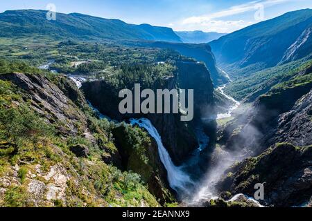 Voringvossen Wasserfall, Eidfjord, Norwegen, Skandinavien, Europa Stockfoto