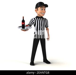 Lustige 3D-Illustration eines amerikanischen Schiedsrichters Stockfoto
