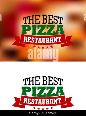 Italienische beste Pizza Restaurant Logo, Banner oder Etiketten, isoliert auf weißem oder farbigem Hintergrund, für Fast-Food-Industrie-Design Stock Vektor