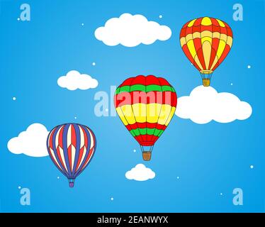 Cartoon Luftballons und Wolken Tapete, für Reise, Abenteuer und Tourismus Hintergründe Design Stock Vektor