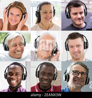 Casual People Musik Hören Stockfoto