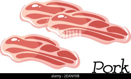 Frische Cartoon leckere Schweinefleisch isoliert auf weißem Hintergrund, für Lebensmittel und Restaurant-Design Stock Vektor