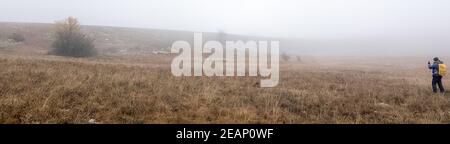 Touristen fotografieren die Natur. Fotografen fotografieren Landschaft. Stockfoto