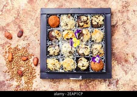 Vegane Buchweizen Süßigkeiten. Stockfoto