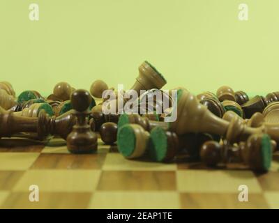 Figuren Schach spielt Schachmatt Spaß Intelligenz König Pferd Bischof Turm Pfand Stockfoto