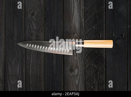 Traditionelle japanische gyuto Chef Messer auf Beton Hintergrund Stockfoto