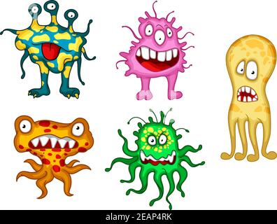 Cartoon lustige flüssige Alien Monster mit Tentakeln, Zähnen und goofy Ausdruck für Halloween-Design Stock Vektor