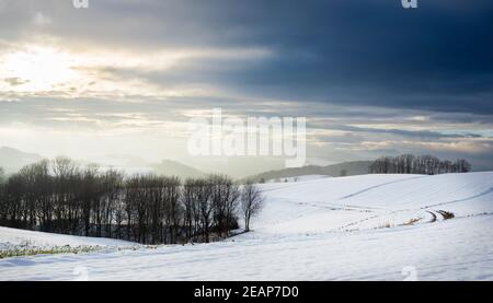 Winterlandschaft in Hochwolkersdorf Bucklige Welt Niederösterreich Stockfoto