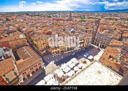 Stadt Verona Luftaufnahme von Lamberti Turm Stockfoto