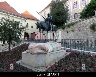 Statue des Heiligen Georg und dem Drachen auf Radiceva Straße in Zagreb Kroatien Stockfoto