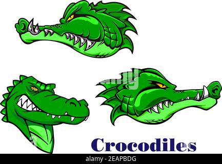 Cartoon gruselig, Fleischfresser und aggressive Krokodil oder Alligator Zeichen für Maskottchen-Design Stock Vektor