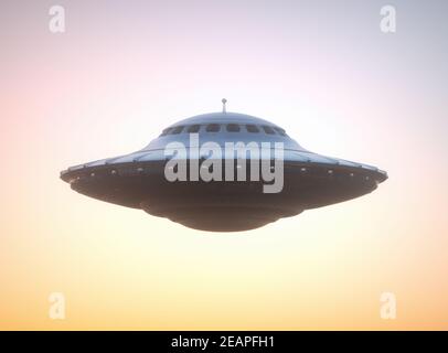 UFO nicht identifizierter fliegender Objektschneidungspfad Stockfoto