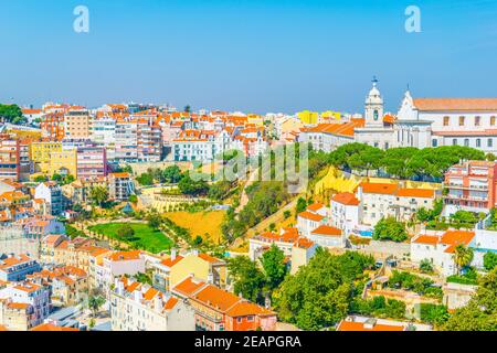 Luftaufnahme von Lissabon einschließlich Kloster da graca, Portugal. Stockfoto