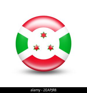 Burundi Landesflagge in Kugel mit weißem Schatten Stockfoto