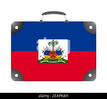 Haiti-Landesflagge in Form eines Reisekoffers Auf weißem Hintergrund Stockfoto