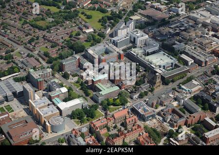 Luftaufnahmen des Hauptcampus der Universität von Manchester, einer öffentlichen Forschungsuniversität, gelegen an der Oxford Road, Manchester Stockfoto